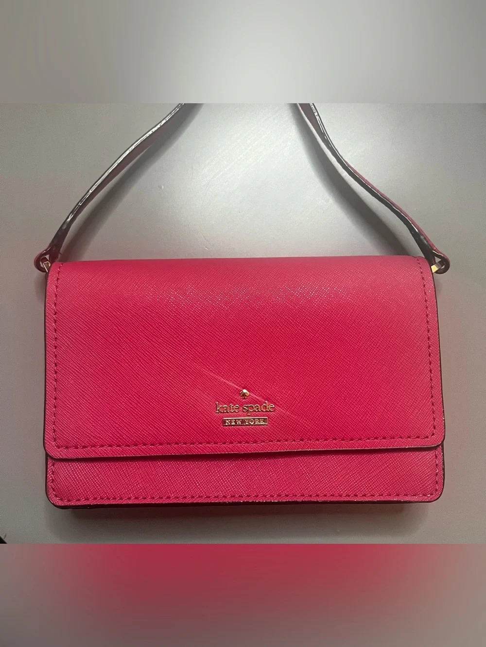 Kate Spade Cameron Pink Saffiano Leather Flap Crossbody Bag NWOT